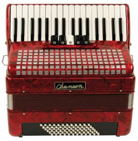 Chanson 72 Bass Accordion in Red