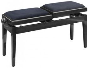 Double Adjustable Piano Stool in Black Gloss with Black Velvet Top - PB2456BKPVBK